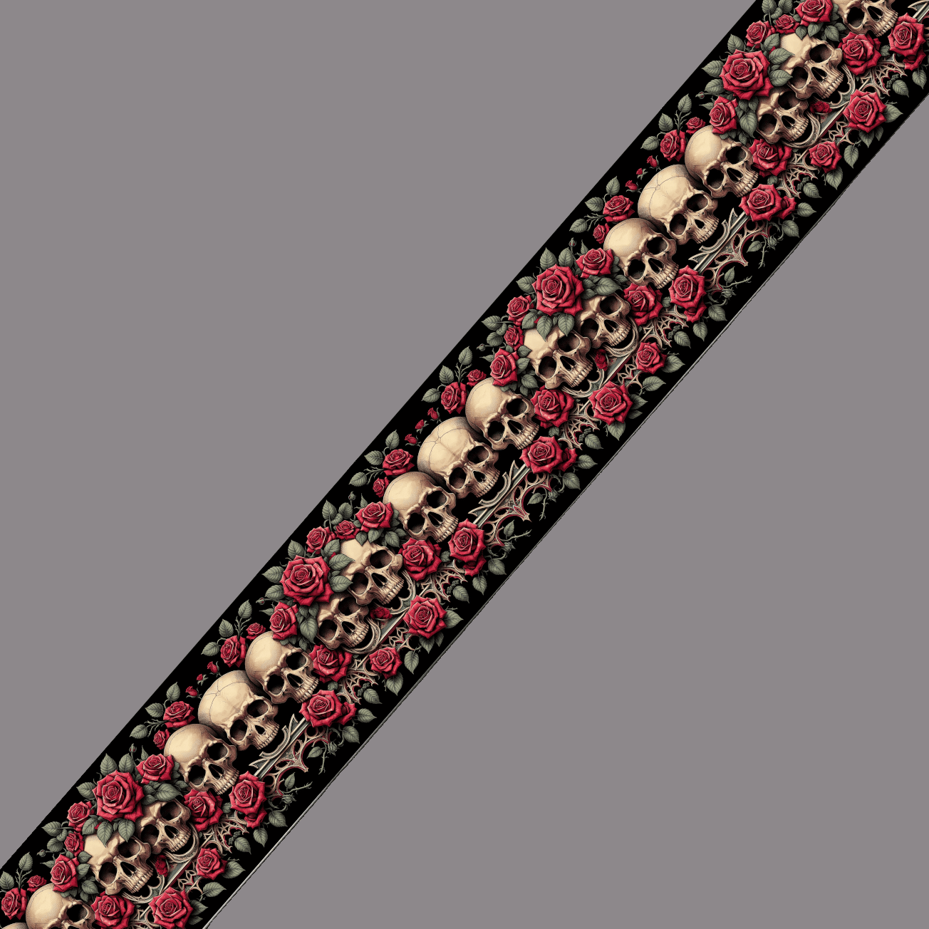 L'atelier du Fourmilier BioThane imprimé au mètre BioThane imprimé – Crânes et Roses gothiques