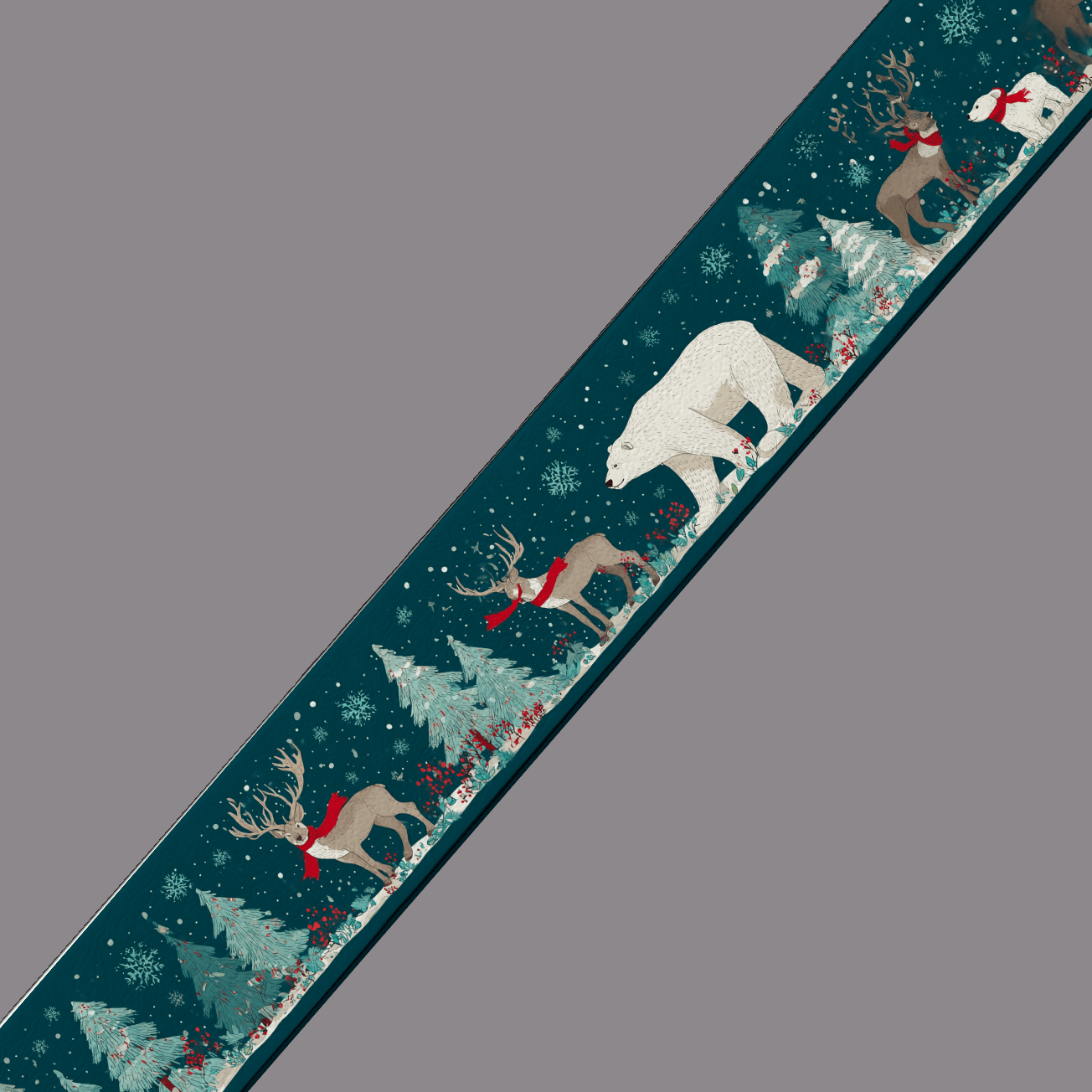 L'atelier du Fourmilier BioThane imprimé au mètre BioThane imprimé “Forêt Boréale & Animaux d’Hiver”