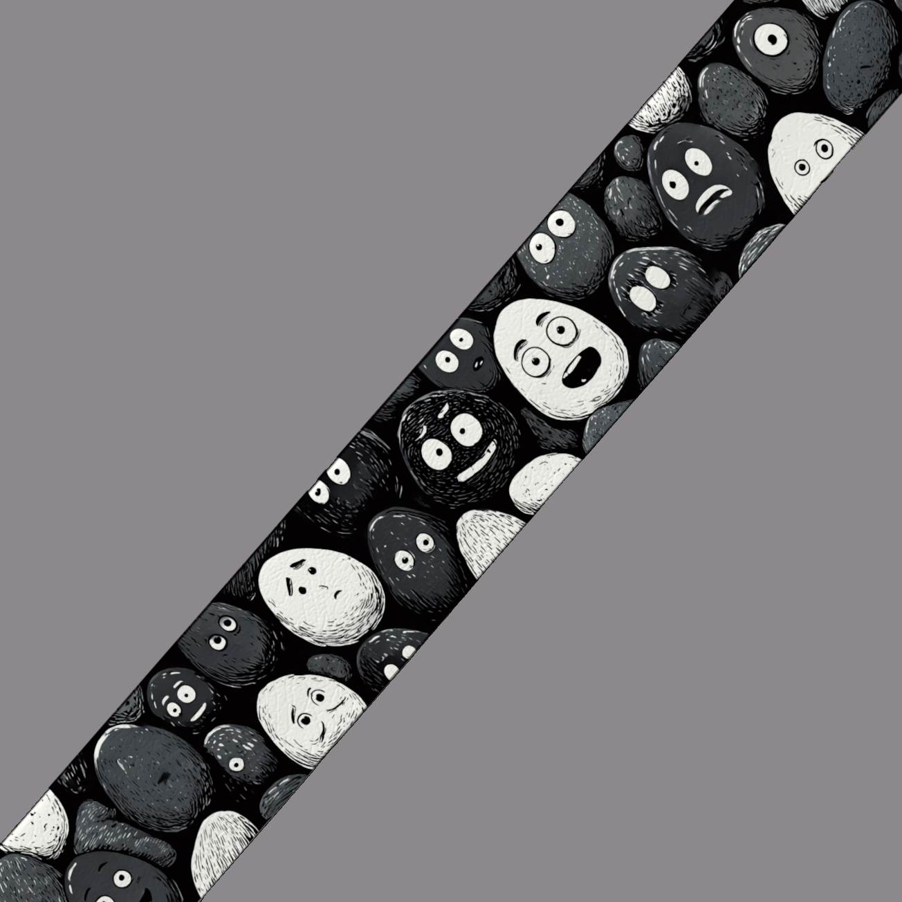 L'atelier du Fourmilier BioThane imprimé au mètre BioThane imprimé "Galets expressifs" – Noir & blanc minimaliste