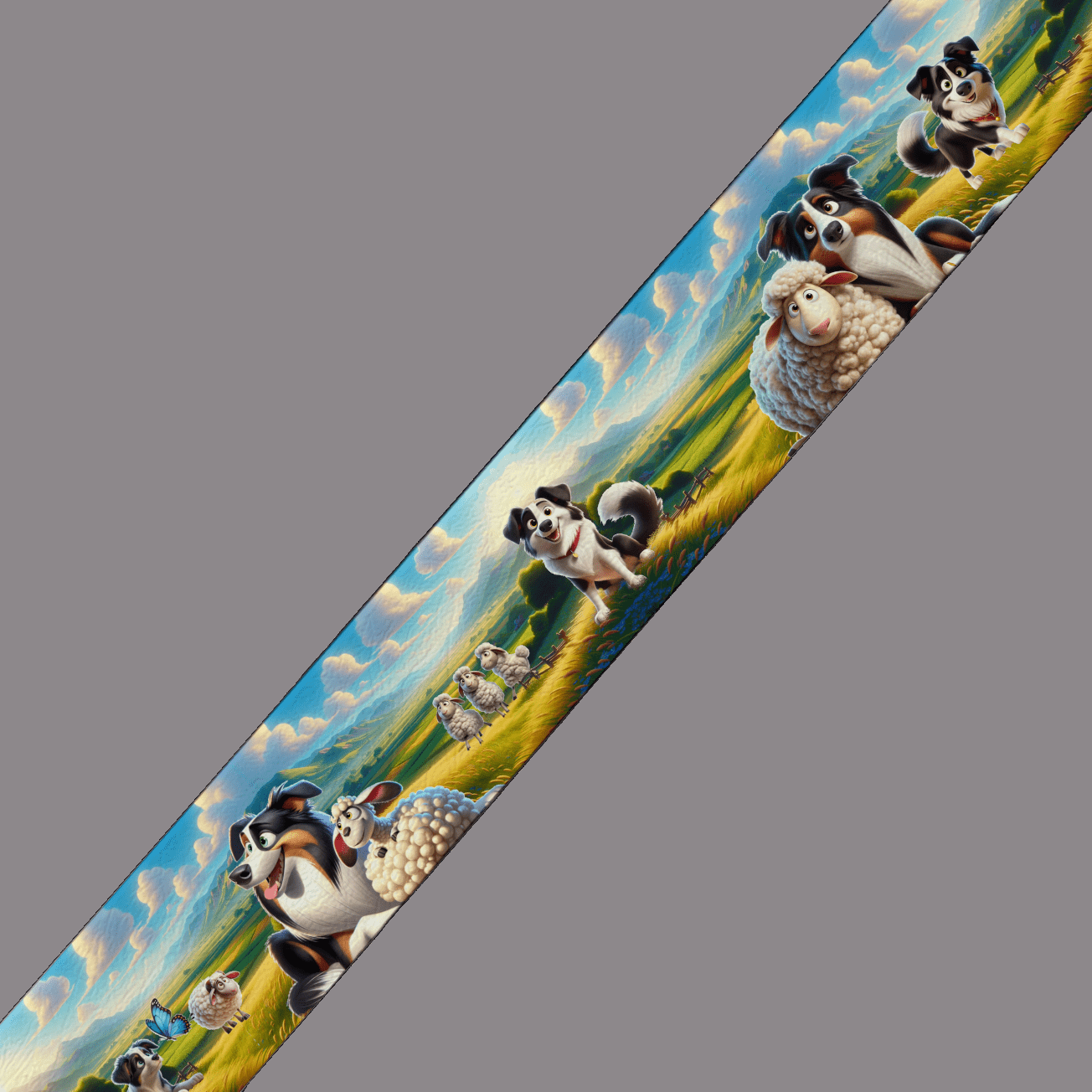 L'atelier du Fourmilier BioThane imprimé au mètre BioThane® imprimé – Motif Berger Australien & Moutons