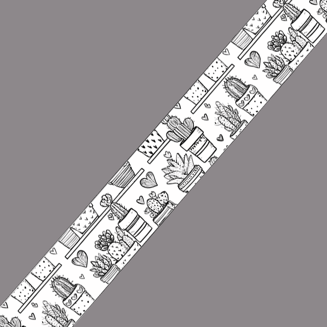 L'atelier du Fourmilier BioThane imprimé au mètre BioThane imprimé – Motif Cactus & Cœurs noir et blanc