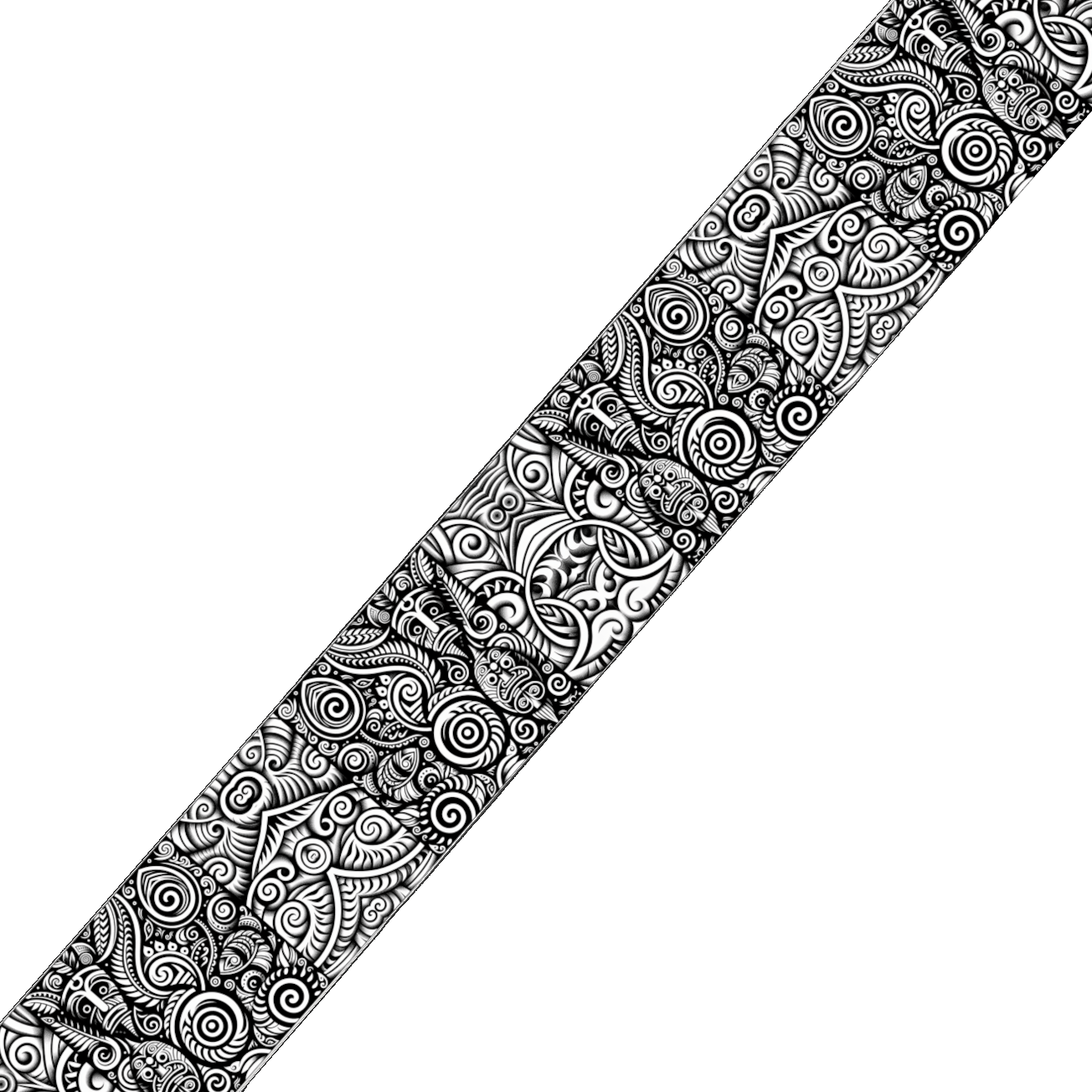 L'atelier du Fourmilier BioThane imprimé au mètre BioThane imprimé – Motif Tatouage Tribal Noir & Blanc