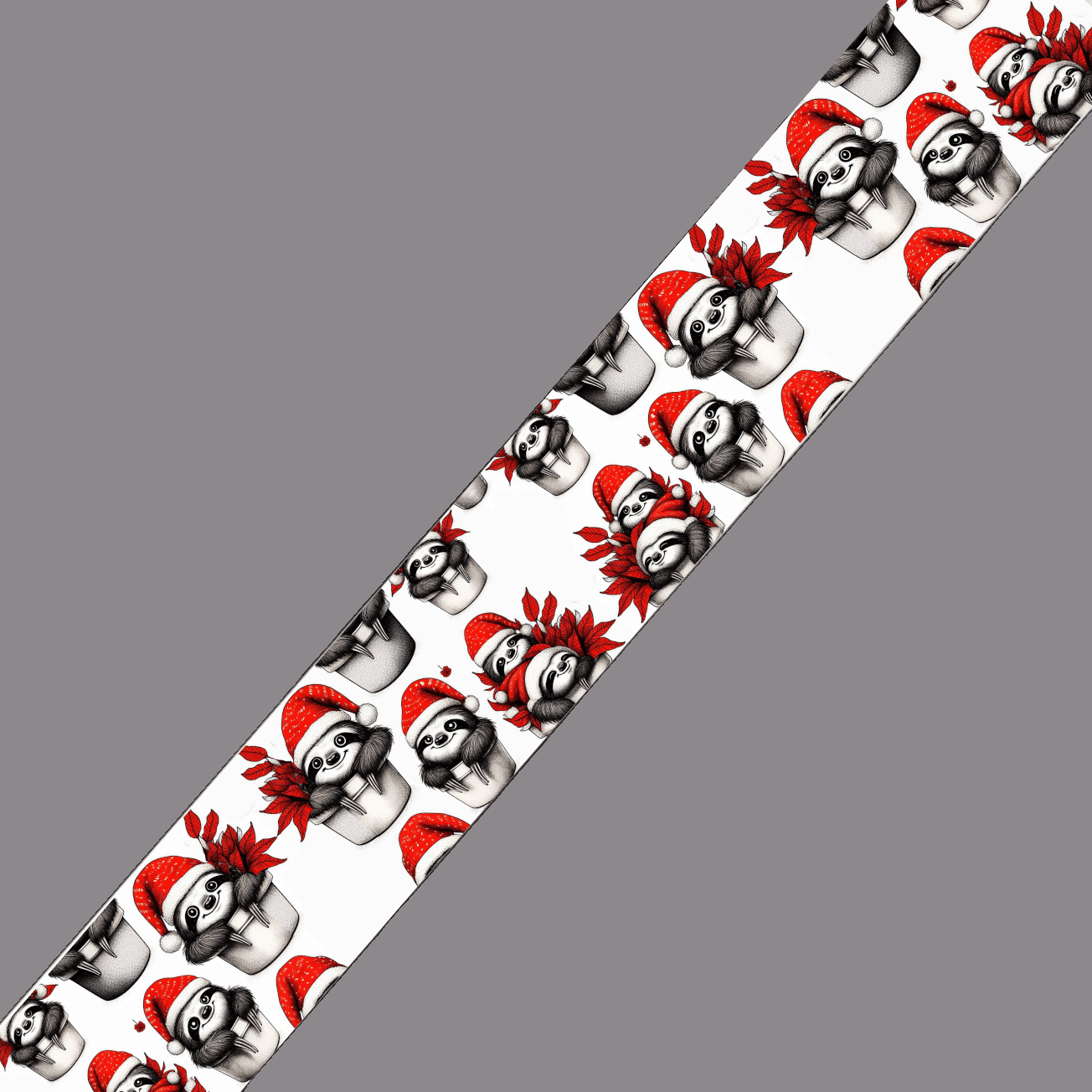 L'atelier du Fourmilier BioThane imprimé au mètre BioThane imprimé – Paresseux de Noël dans pots | L’Atelier du Fourmilier