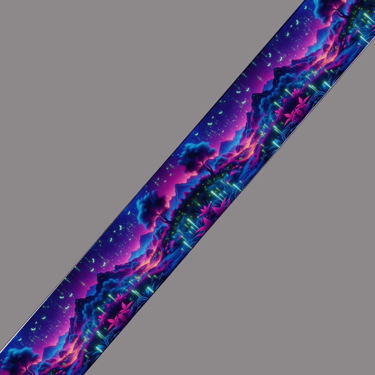 L'atelier du Fourmilier BioThane imprimé au mètre BioThane imprimé - Paysage lumineux & lucioles dans la nuit