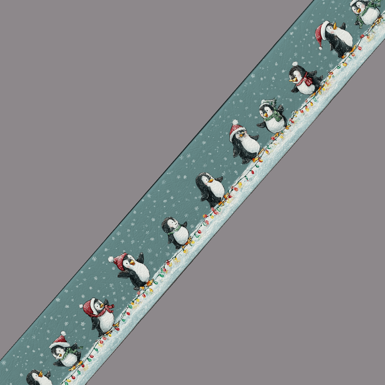 L'atelier du Fourmilier BioThane imprimé au mètre BioThane imprimé “Pingouins de Noël”