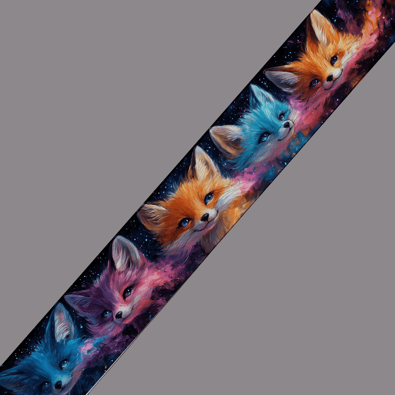 L'atelier du Fourmilier BioThane imprimé au mètre BioThane imprimé – Renards galactiques multicolores