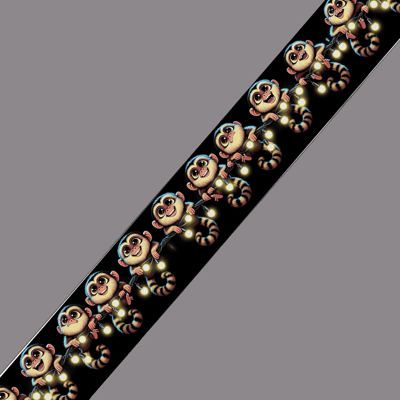 L'atelier du Fourmilier BioThane imprimé au mètre BioThane imprimé – singes guirlande lumineuse (au mètre)