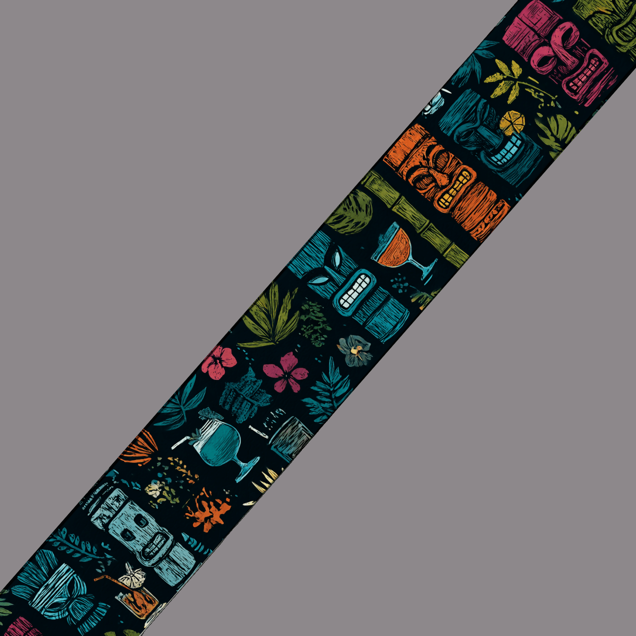 L'atelier du Fourmilier BioThane imprimé au mètre BioThane® imprimé – Tiki coloré et verres exotiques