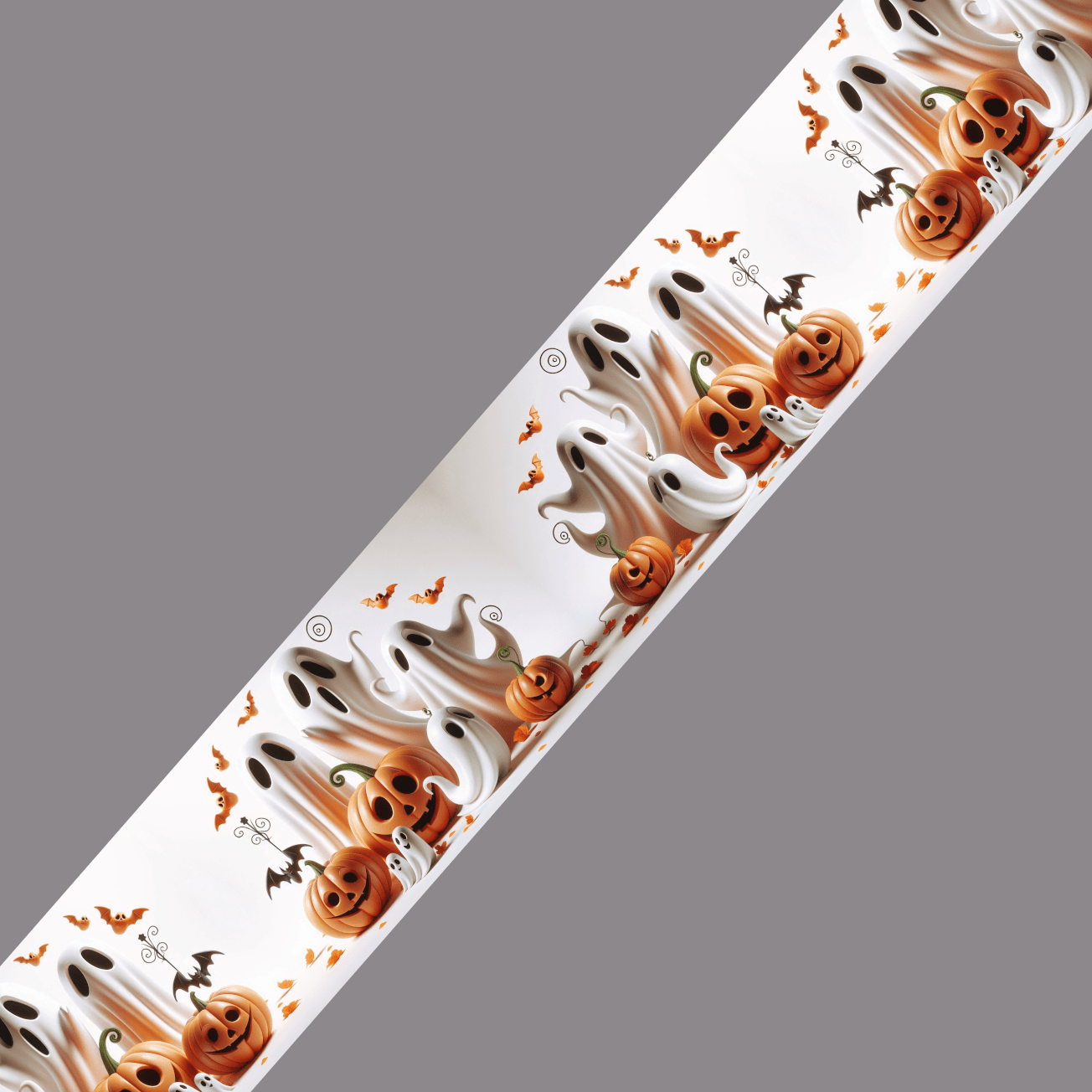 L'atelier du Fourmilier BioThane imprimé au mètre Motif BioThane® – Fantômes & Citrouilles souriants (édition Halloween)