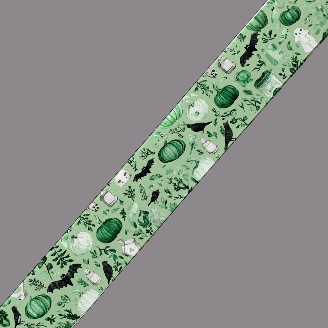 L'atelier du Fourmilier BioThane imprimé au mètre 👻 Motif BioThane – Halloween pastel vert sauge