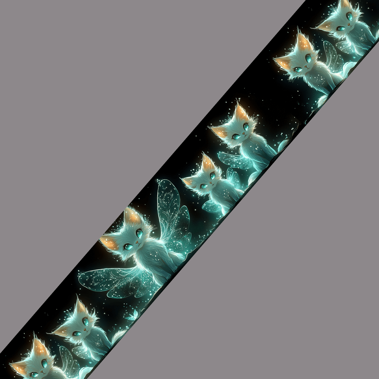 L'atelier du Fourmilier BioThane imprimé au mètre Motif BioThane imprimé – Renards fées lumineux sur fond étoilé