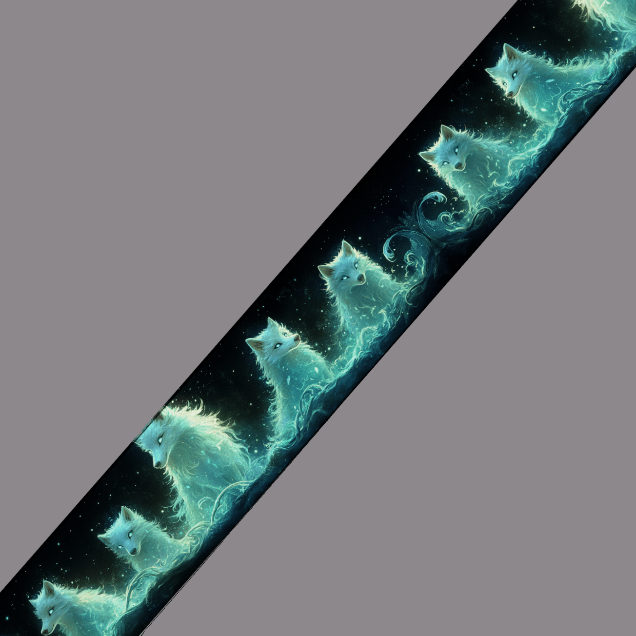 L'atelier du Fourmilier BioThane imprimé au mètre Motif BioThane imprimé — Renards lumineux féériques