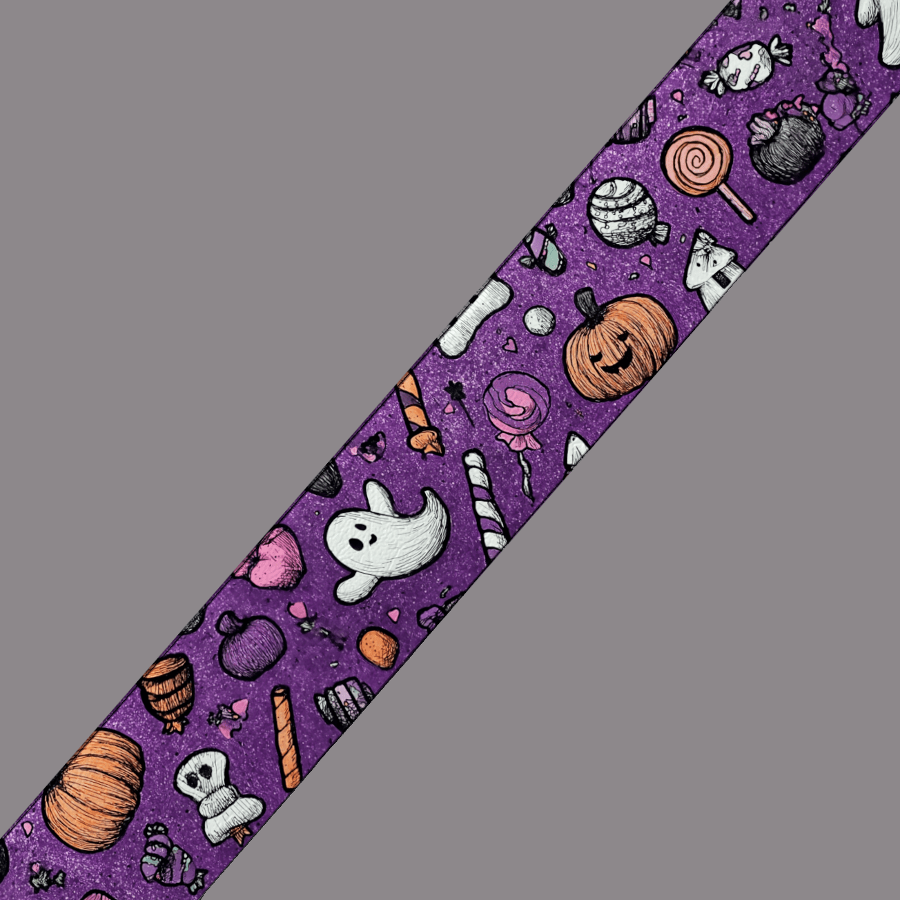 L'atelier du Fourmilier BioThane imprimé au mètre 🍬 Motif BioThane imprimé UV – Halloween Candy Party