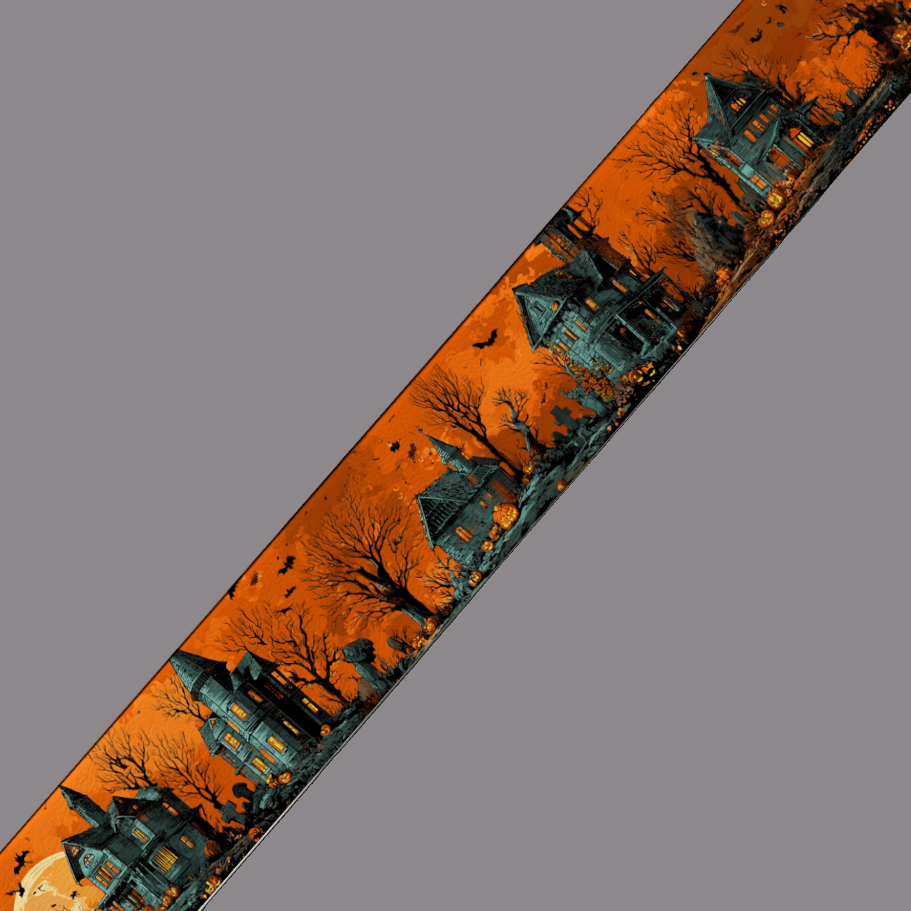 L'atelier du Fourmilier BioThane imprimé au mètre 🕯️ Motif BioThane imprimé UV– Manoirs hantés d’Halloween