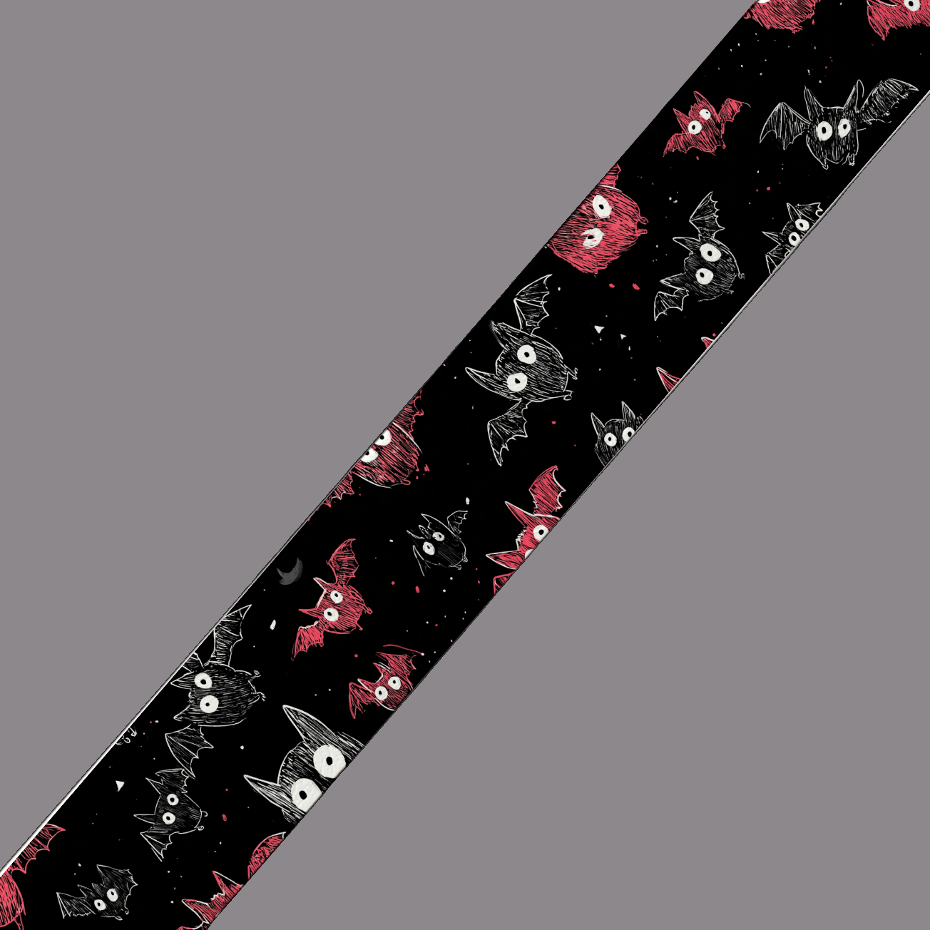 L'atelier du Fourmilier BioThane imprimé au mètre 🌙 Motif BioThane imprimé UV – Petites chauves-souris espiègles