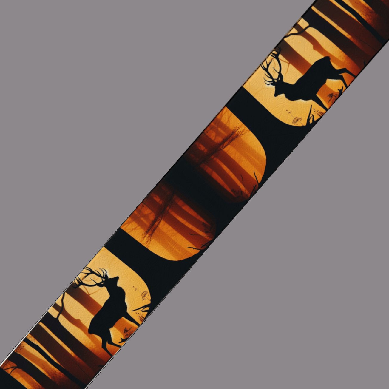 L'atelier du Fourmilier BioThane imprimé au mètre Sangle BioThane imprimée – Cerf & Forêt au crépuscule