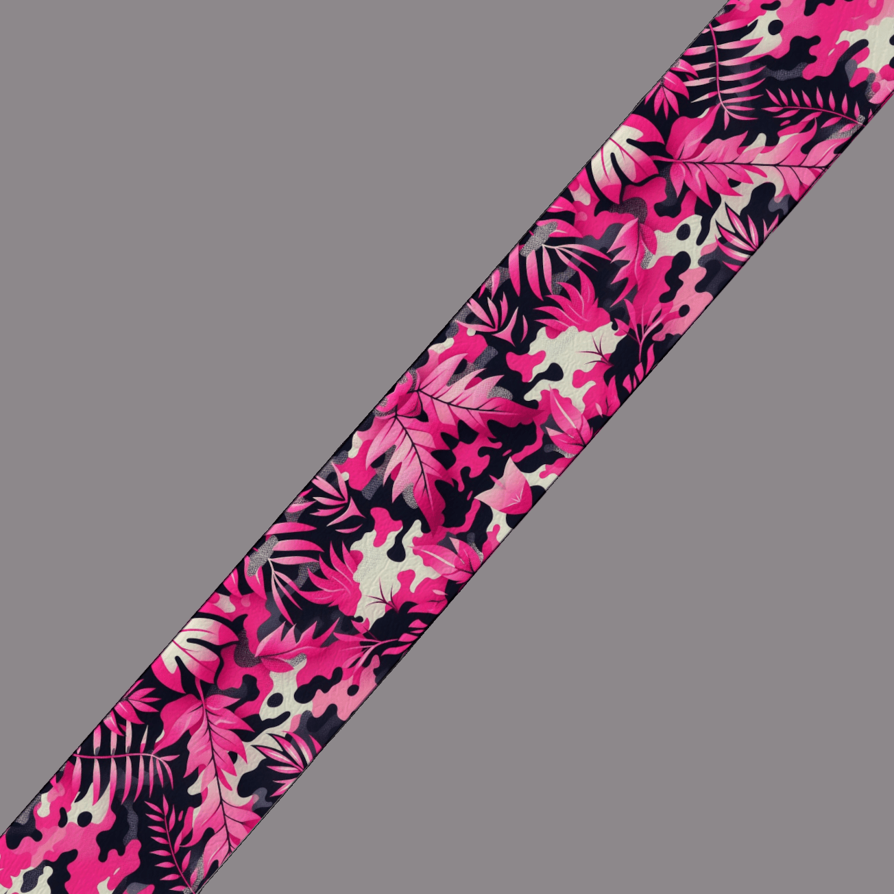 L'atelier du Fourmilier BioThane imprimé au mètre Sangle BioThane® imprimée – Motif Camouflage Tropical Rose