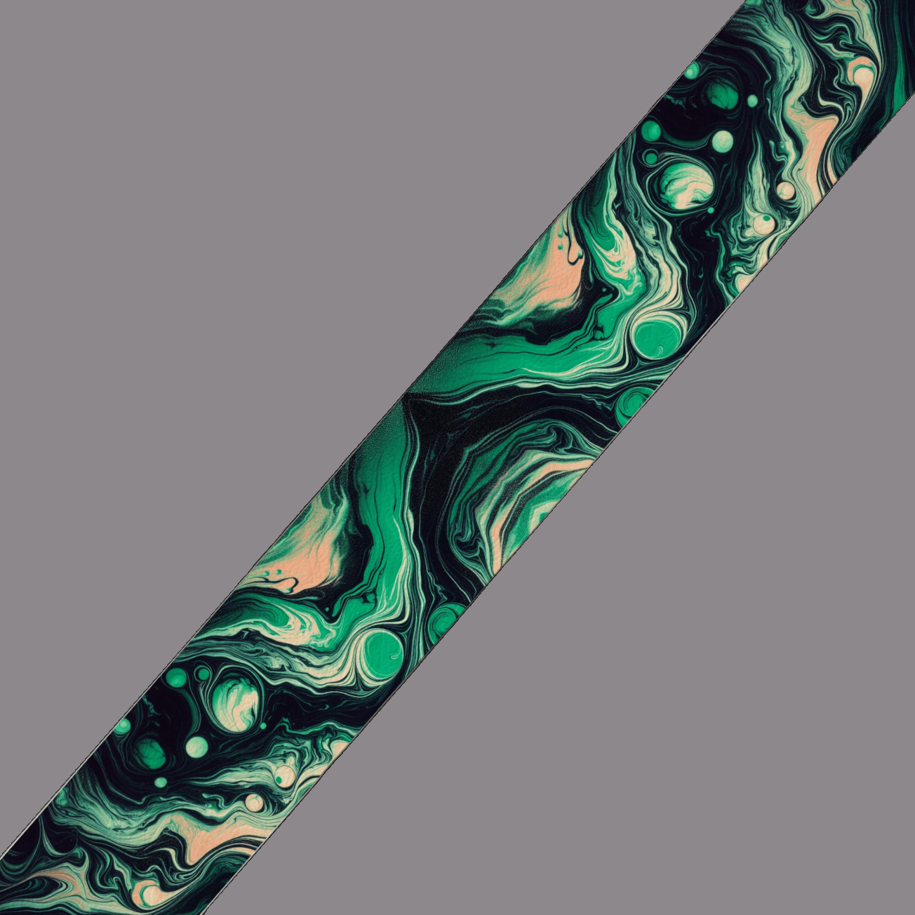 L'atelier du Fourmilier BioThane imprimé au mètre Sangle BioThane® Imprimée – Motif Marbré Émeraude