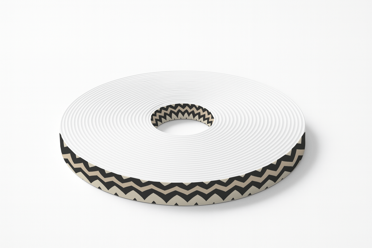 L'atelier du Fourmilier BioThane imprimé au mètre Sangle imprimée zigzag noir et beige au mètre