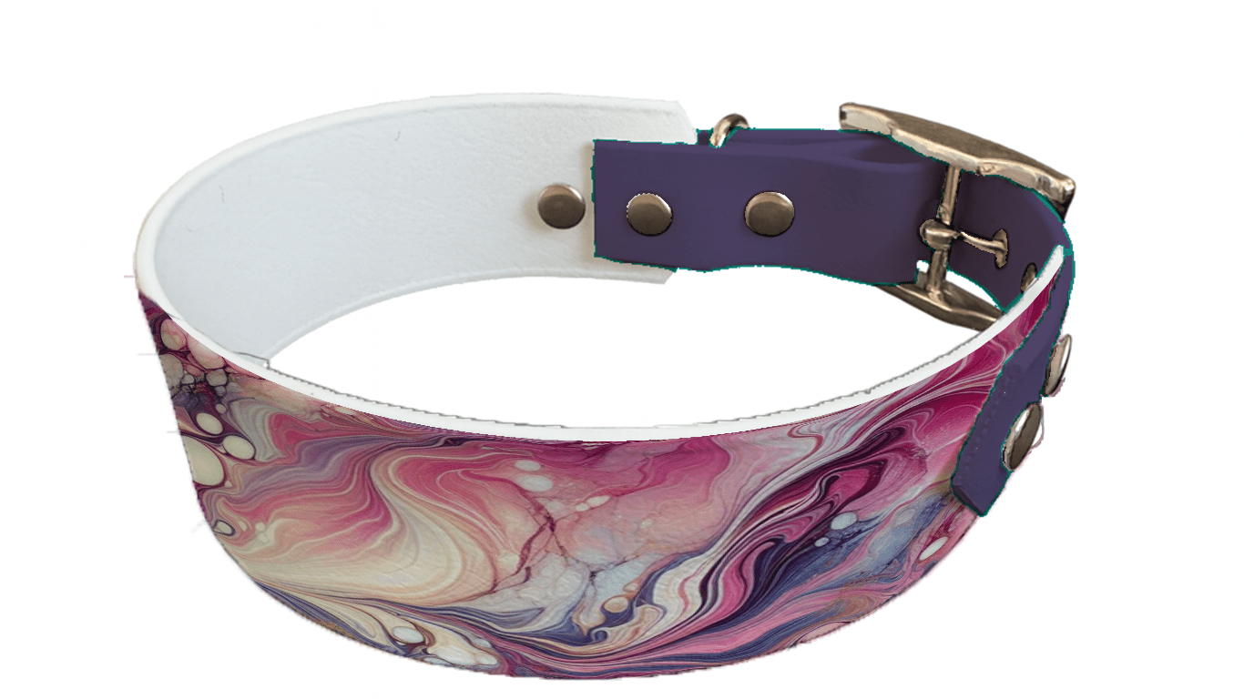 L'atelier du Fourmilier collier bicolore 11 Collier bicolore large pour chien en BioThane® imprimé – Collection abstrait – 38/25 mm