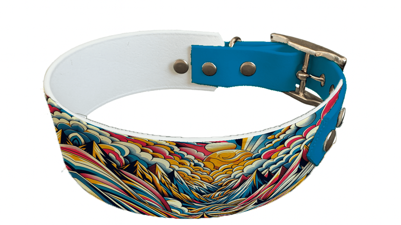L'atelier du Fourmilier collier bicolore 129 Collier bicolore large pour chien en BioThane® imprimé – Collection abstrait – 38/25 mm