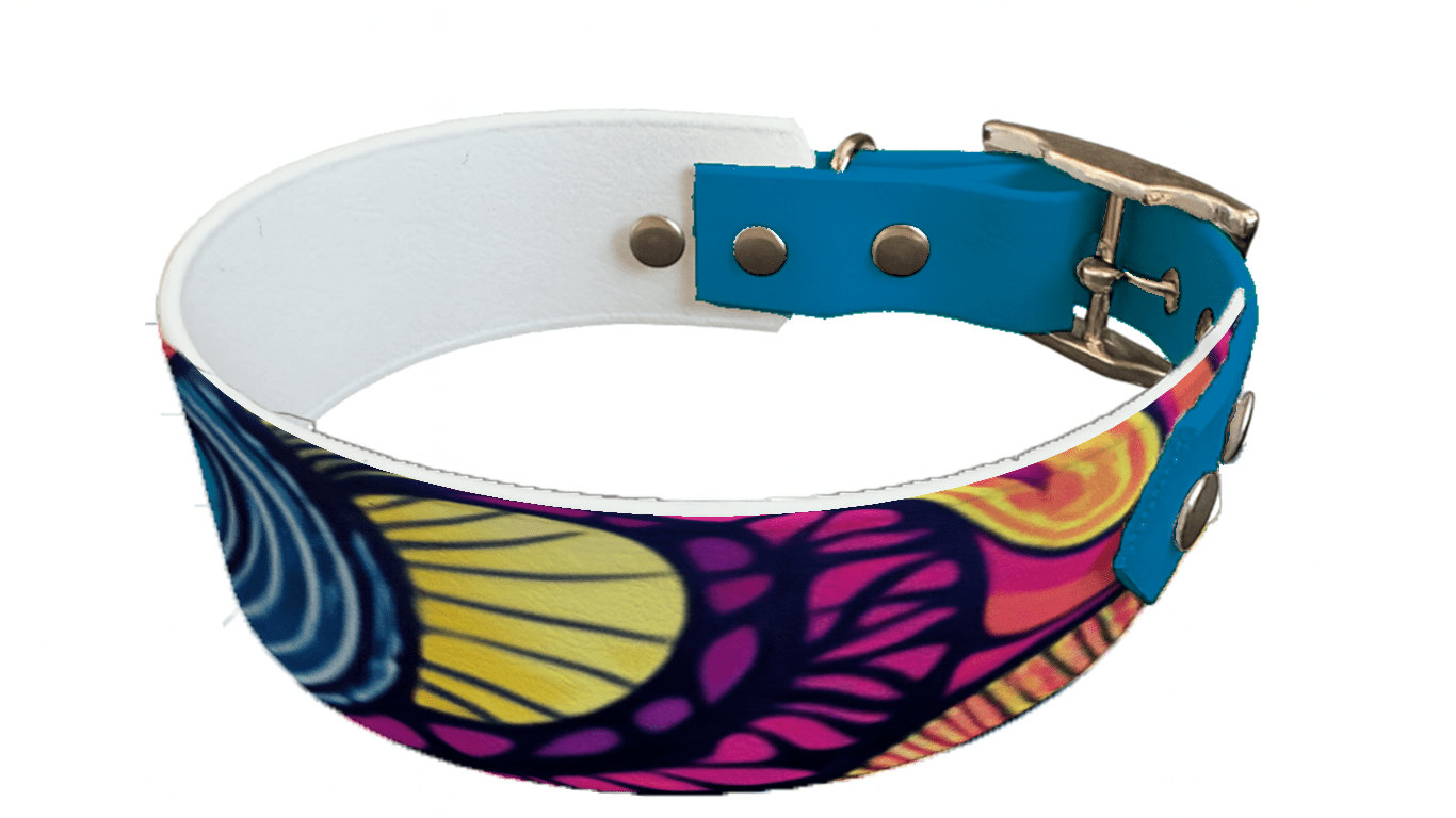 L'atelier du Fourmilier collier bicolore 221 Collier bicolore large pour chien en BioThane® imprimé – Collection abstrait – 38/25 mm