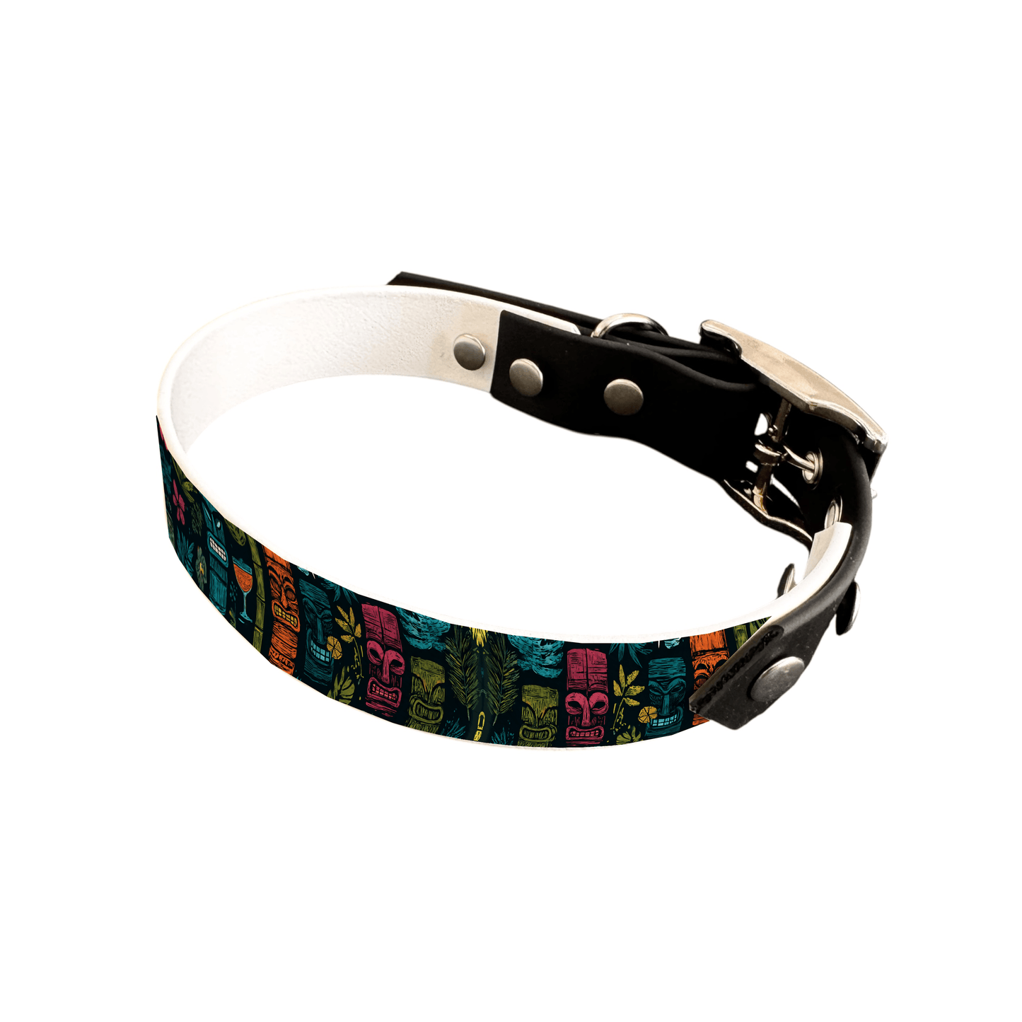 L'atelier du Fourmilier collier bicolore 25 251 Collier bicolore large pour chien en BioThane® imprimé – Collection Tribal – 25 mm