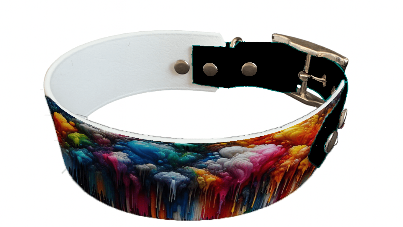 L'atelier du Fourmilier collier bicolore 25 Collier bicolore large pour chien en BioThane® imprimé – Collection abstrait – 38/25 mm