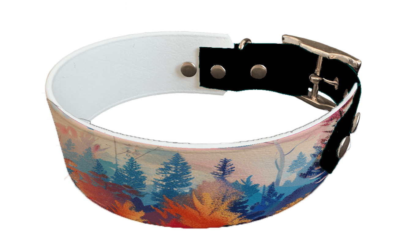 L'atelier du Fourmilier collier bicolore 295 Collier bicolore large pour chien en BioThane® imprimé – Collection paysage– 38/25 mm