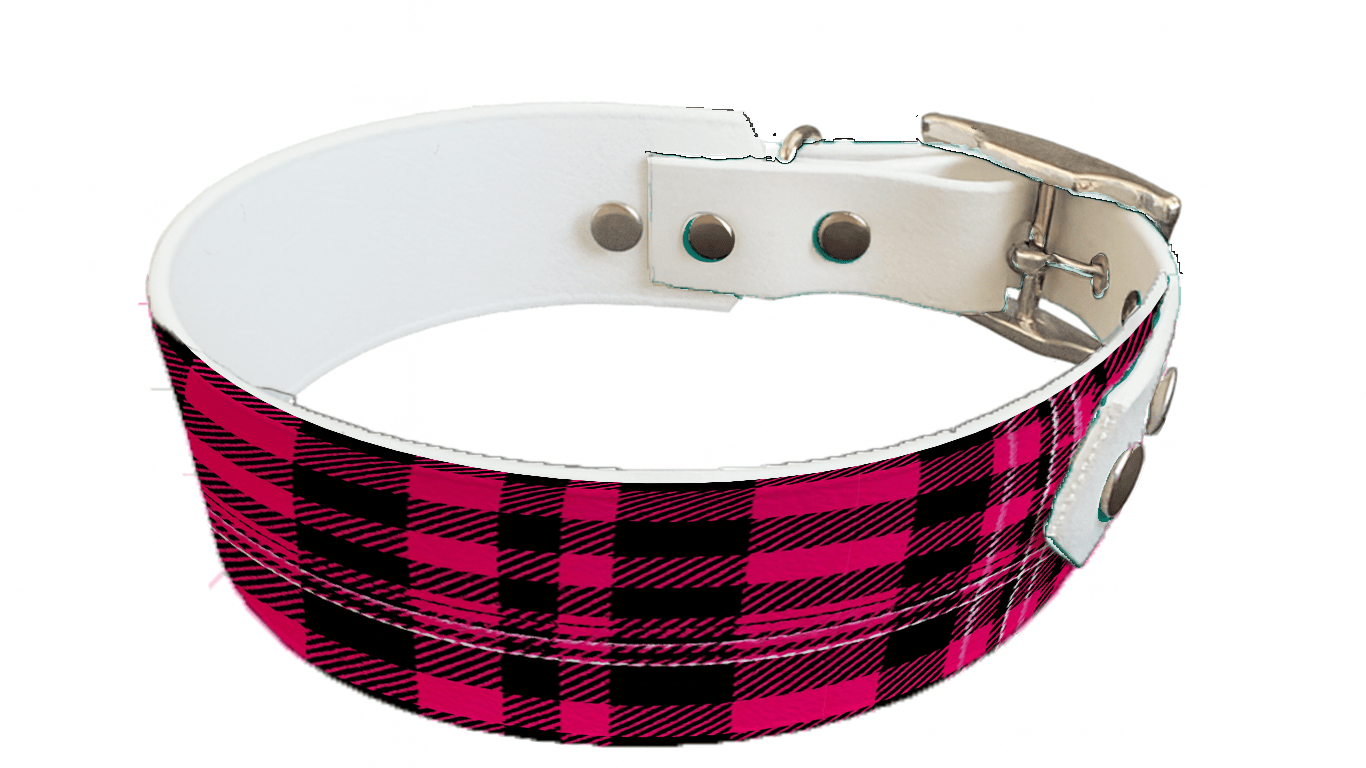 L'atelier du Fourmilier collier bicolore 392 Collier bicolore large pour chien en BioThane® imprimé – Collection Tartan– 38/25 mm