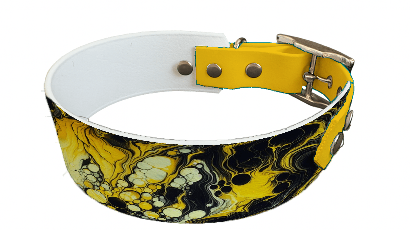 L'atelier du Fourmilier collier bicolore 4 Collier bicolore large pour chien en BioThane® imprimé – Collection abstrait – 38/25 mm
