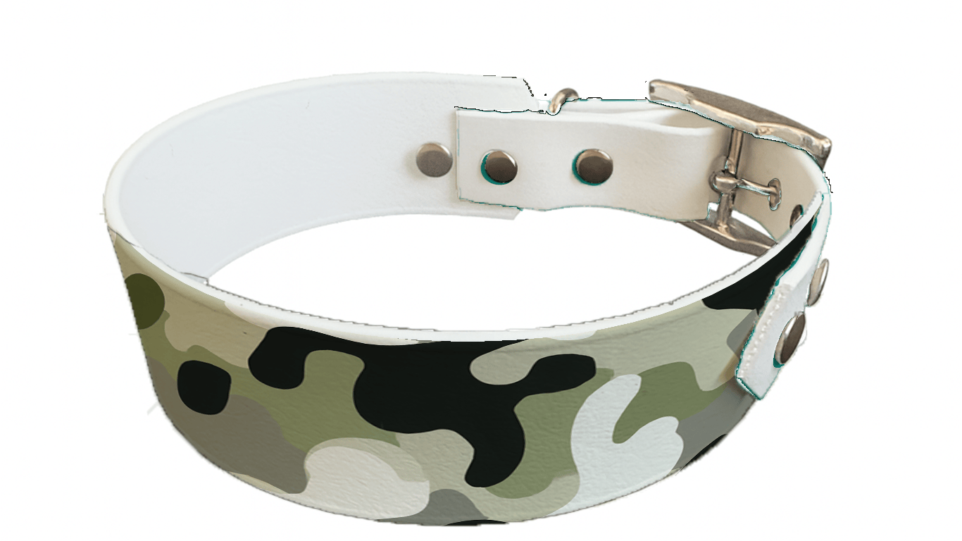 L'atelier du Fourmilier collier bicolore 400 Collier bicolore large pour chien en BioThane® imprimé – Collection camouflage– 38/25 mm