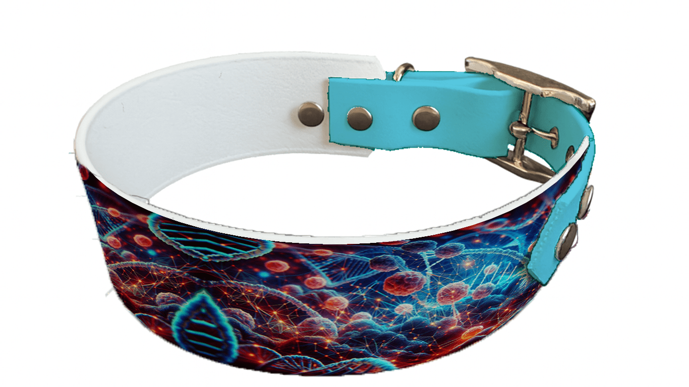 L'atelier du Fourmilier collier bicolore 55 Collier bicolore large pour chien en BioThane® imprimé – Collection abstrait – 38/25 mm