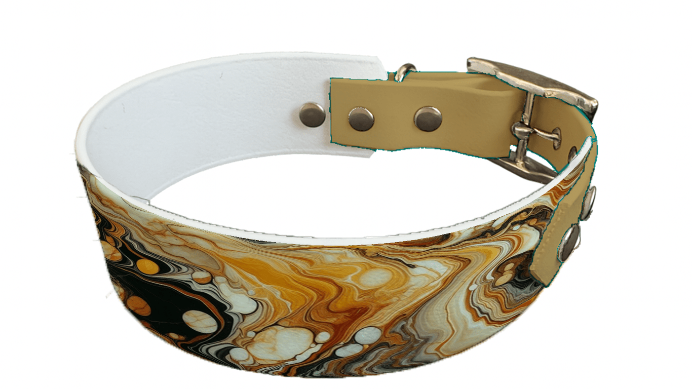 L'atelier du Fourmilier collier bicolore 7 Collier bicolore large pour chien en BioThane® imprimé – Collection abstrait – 38/25 mm