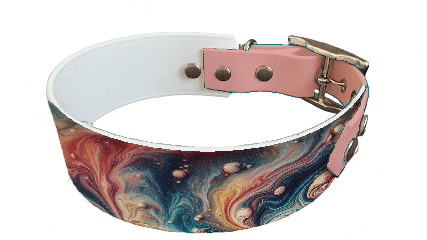 L'atelier du Fourmilier collier bicolore 8 Collier bicolore large pour chien en BioThane® imprimé – Collection abstrait – 38/25 mm