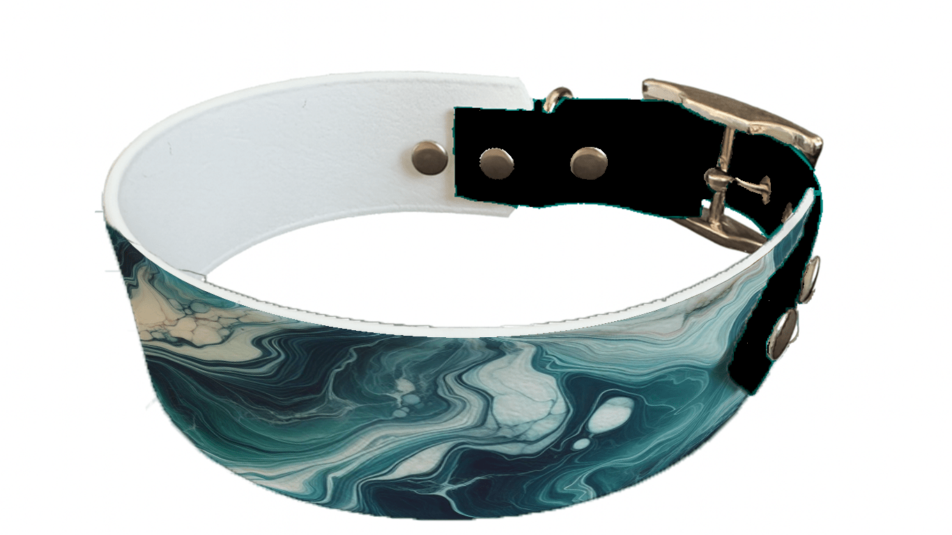 L'atelier du Fourmilier collier bicolore 9 Collier bicolore large pour chien en BioThane® imprimé – Collection abstrait – 38/25 mm