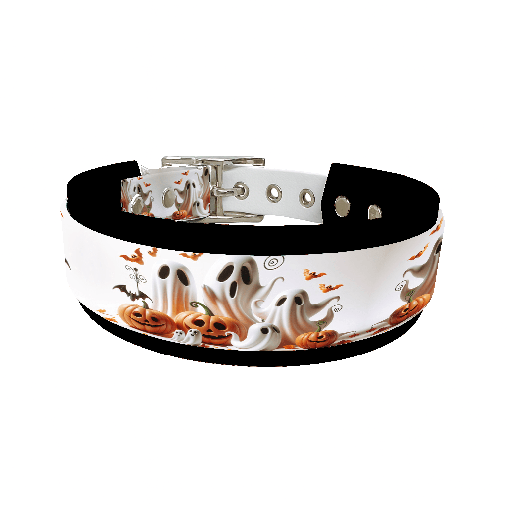 L'atelier du Fourmilier collier double 134 Collier double large pour chien en BioThane® imprimé – Collection Halloween– 38/25 mm