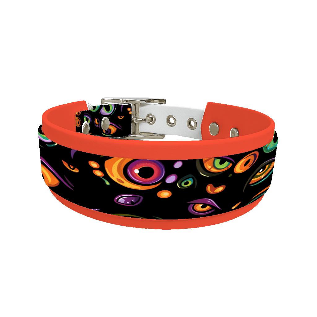 L'atelier du Fourmilier collier double 276 Collier double large pour chien en BioThane® imprimé – Collection Halloween– 38/25 mm