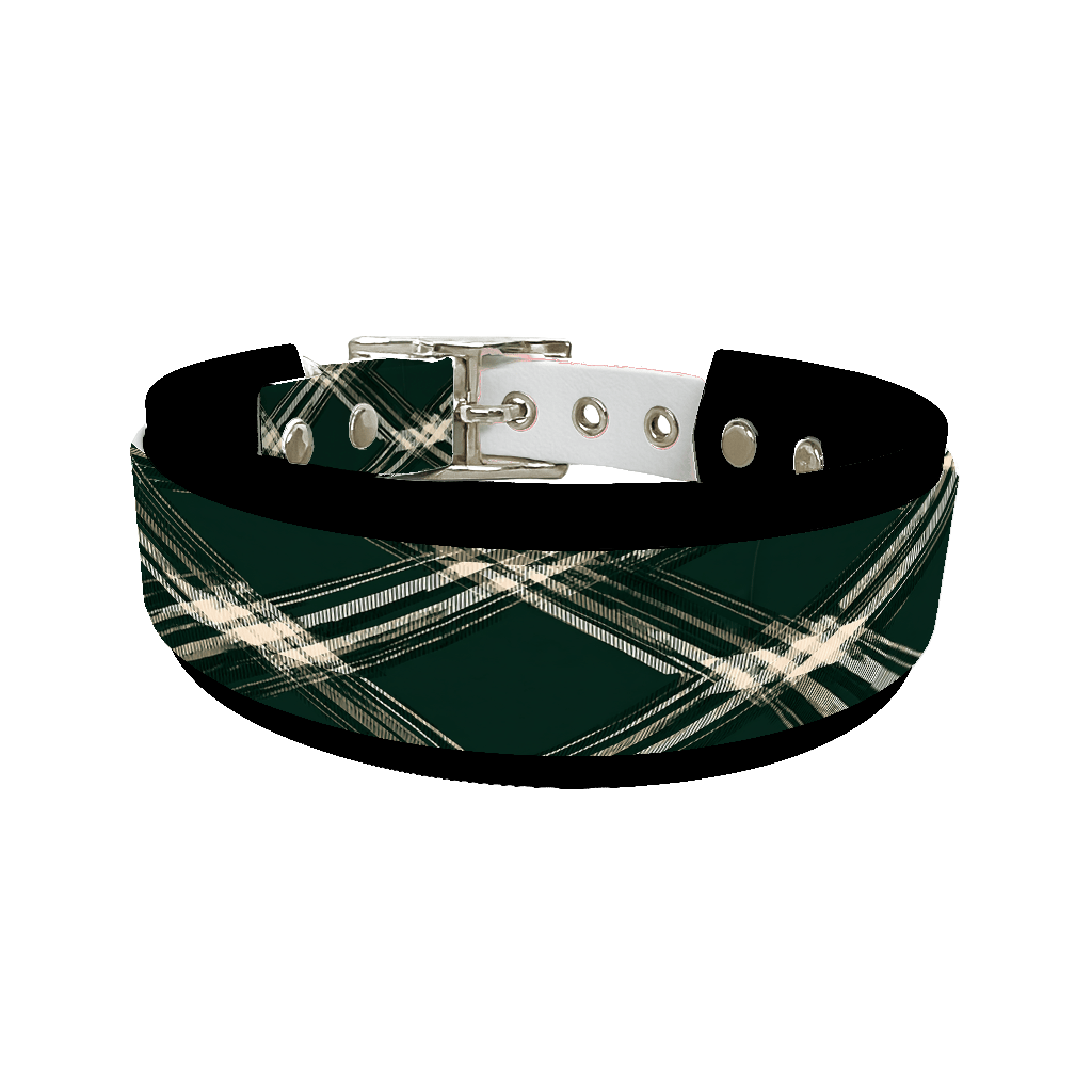 L'atelier du Fourmilier collier double 391 Collier double large pour chien en BioThane® imprimé – Collection tartan– 25/19 mm