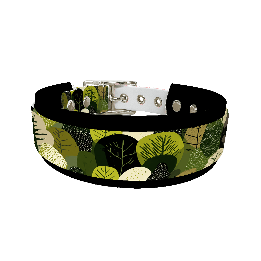 L'atelier du Fourmilier collier double 429 Collier double large pour chien en BioThane® imprimé – Collection plantes et fleurs – 38/25 mm
