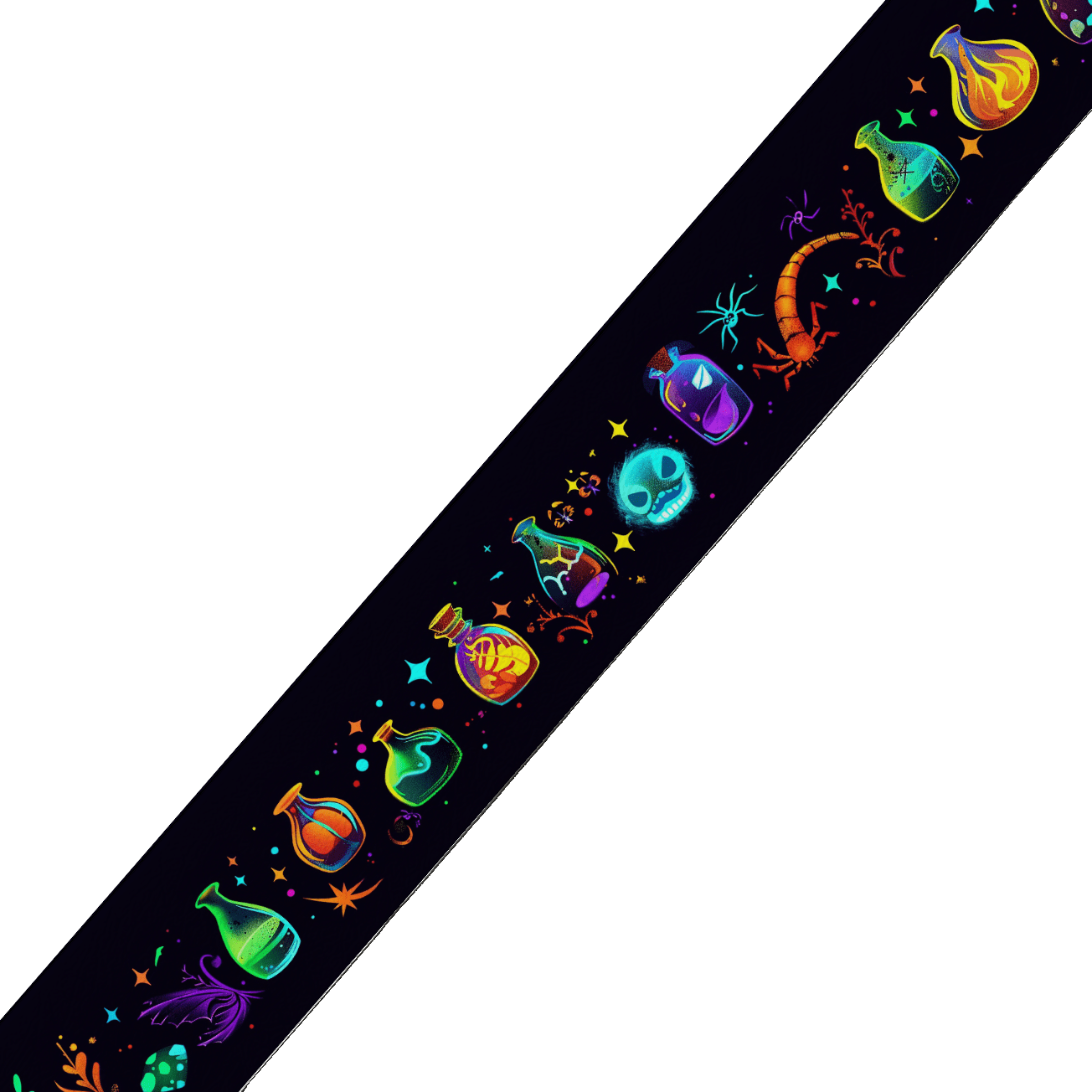 L'atelier du Fourmilier collier double Collier double large pour chien en BioThane® imprimé – Collection Halloween– 38/25 mm