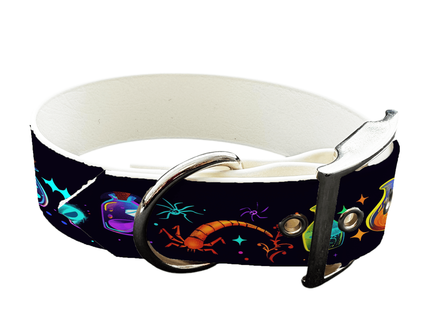 L'atelier du Fourmilier colliers 277 Collier large pour chien en BioThane® imprimé – Collection Halloween– 38mm