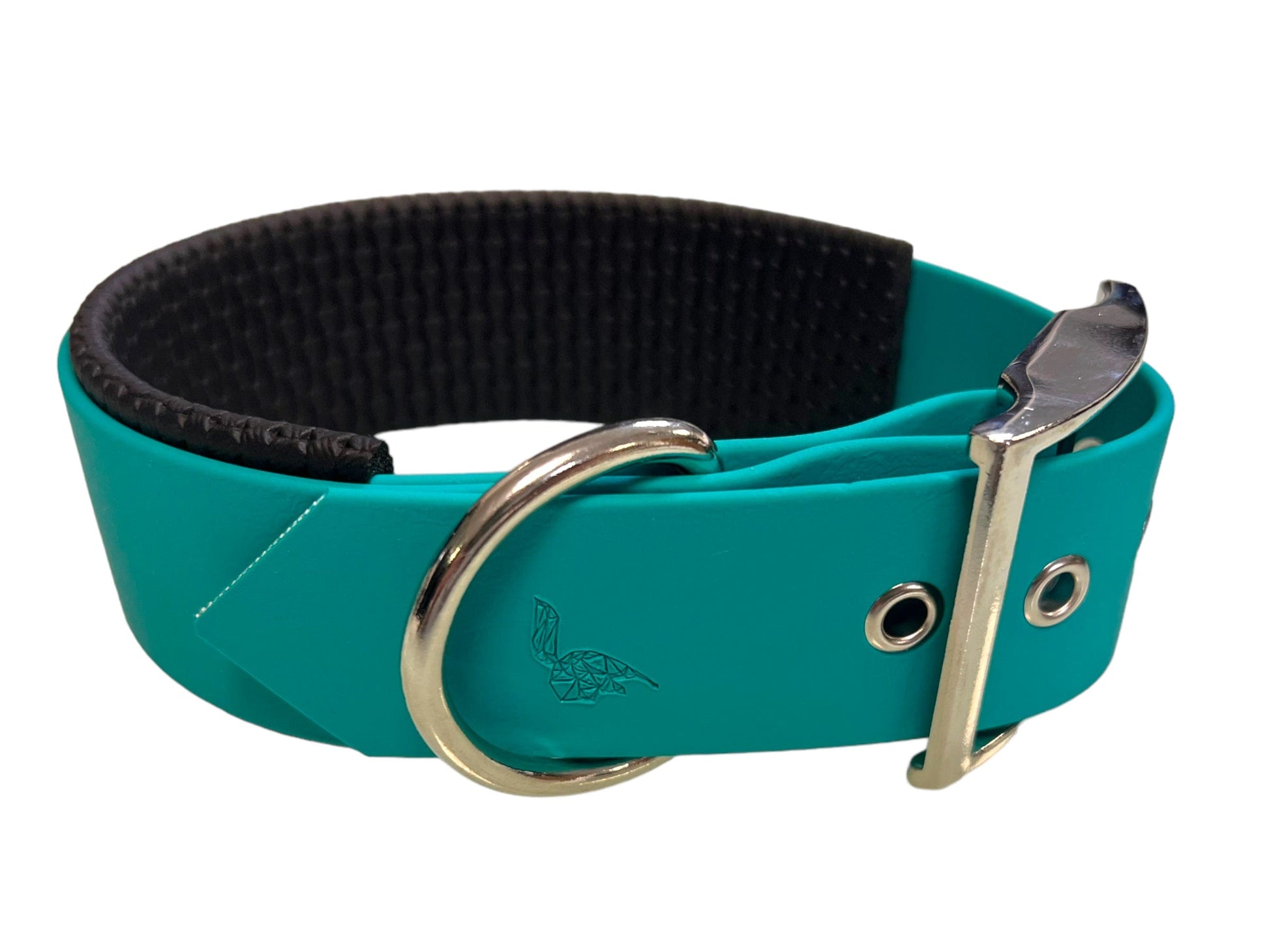 L'atelier du Fourmilier destockage Teal / S Collier large rembourré en BioThane® 38 mm – Déstockage (plusieurs coloris disponibles)
