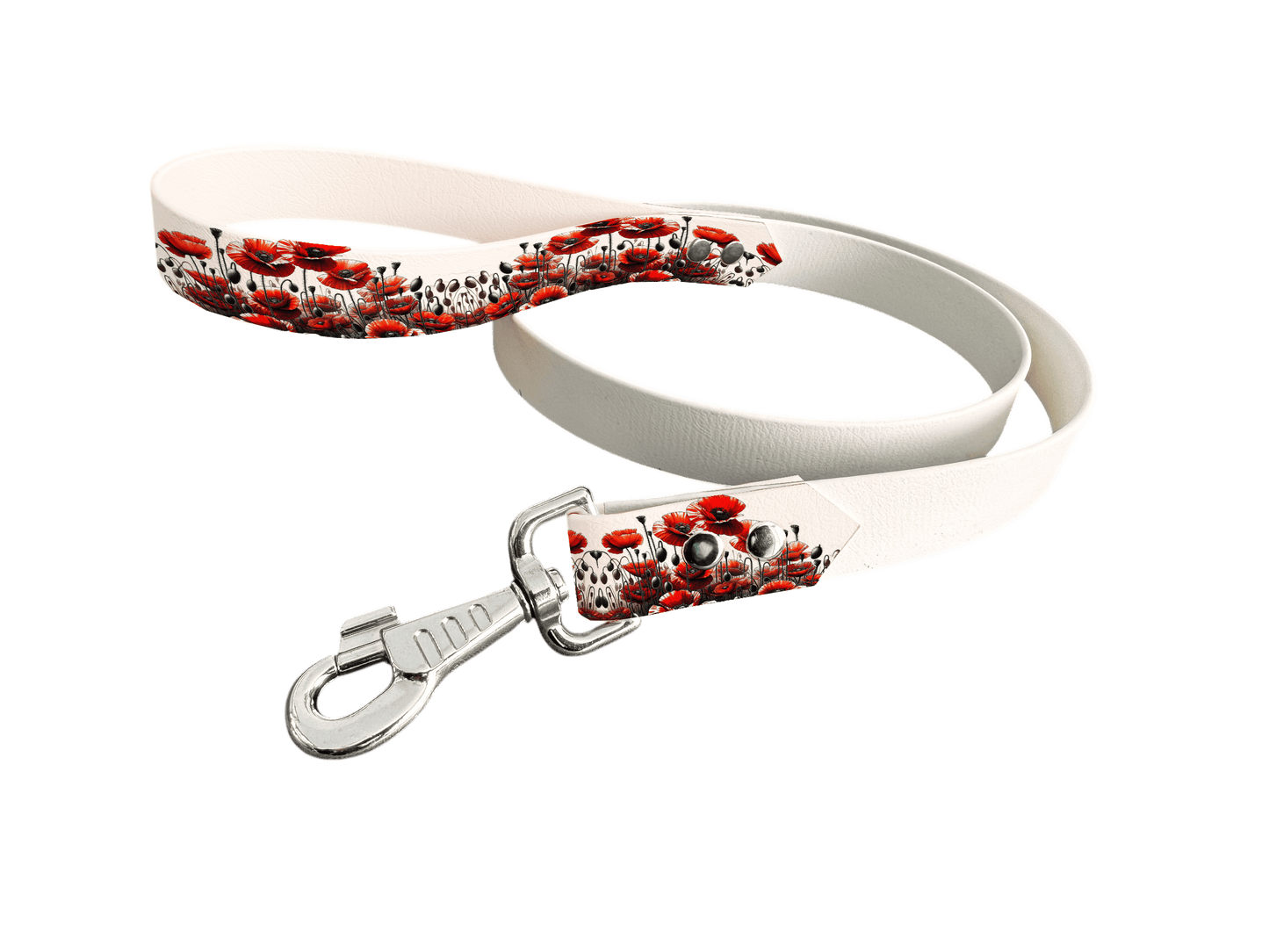 L'atelier du Fourmilier Laisse bicolore 58 / 19mm Laisse en BioThane® avec poignée imprimée – Collection Fleur - Coloris au choix