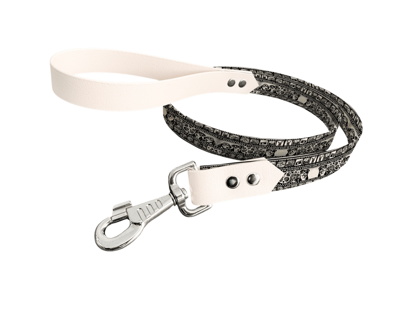 L'atelier du Fourmilier Laisse bicolore longe imprimée 105 / 19mm Laisse bicolore en BioThane® avec longe imprimée – Collection Chiens- Coloris au choix