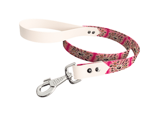 L'atelier du Fourmilier Laisse bicolore longe imprimée 128 / 19mm Laisse bicolore en BioThane® avec longe imprimée – Collection Gourmandises - Coloris au choix