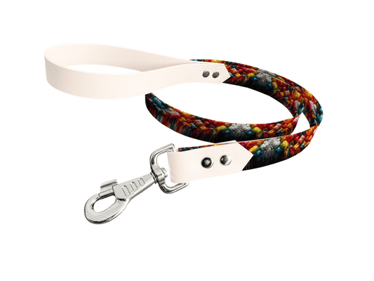 L'atelier du Fourmilier Laisse bicolore longe imprimée 25 / 19mm Laisse bicolore en BioThane® avec longe imprimée – Collection Abstrait - Coloris au choix