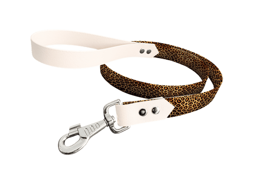 L'atelier du Fourmilier Laisse bicolore longe imprimée 30 / 19mm Laisse bicolore en BioThane® avec longe imprimée – Collection Fourrure et pelage - Coloris au choix