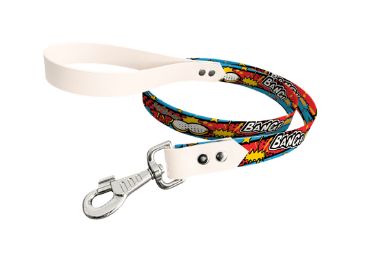 L'atelier du Fourmilier Laisse bicolore longe imprimée 303 / 19mm Laisse bicolore en BioThane® avec longe imprimée – Collection Pop Art- Coloris au choix