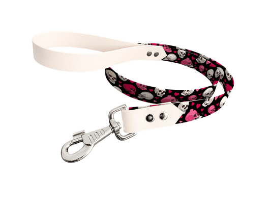 L'atelier du Fourmilier Laisse bicolore longe imprimée 365 / 19mm Laisse bicolore en BioThane® avec longe imprimée – Collection Saint Valentin- Coloris au choix